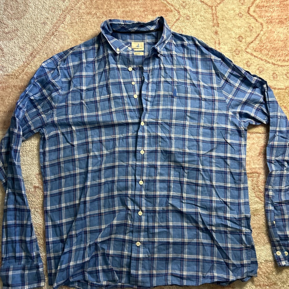 johnnie-O Blue Plaid Button-Down Shirt